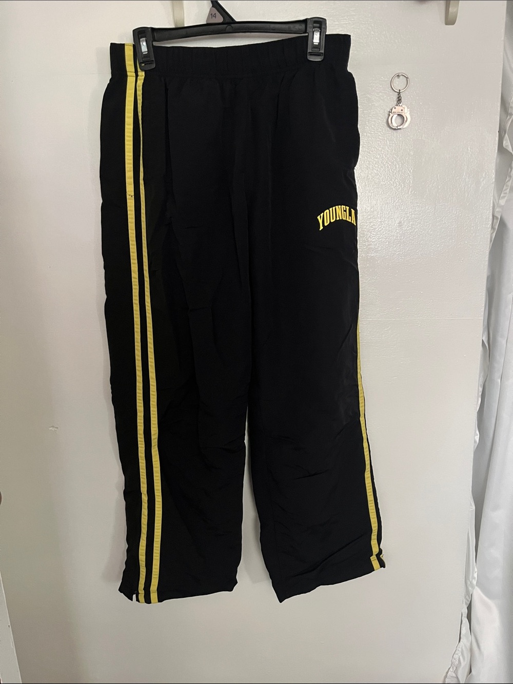 YoungLA Black Elastic-Waist Track Pants